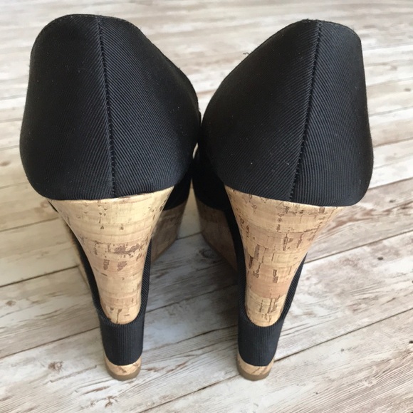 Mossimo Black Cork Open Toe Wedges Size 10 - Picture 3 of 8